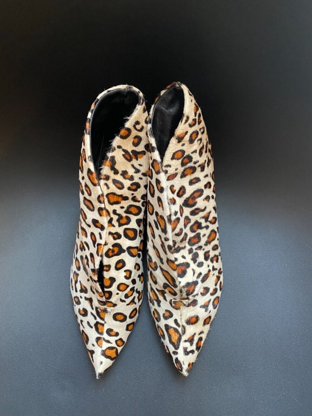 New HANDMADE Genuine Leather Animal Print Kitten Heel Bootie Boots NYC Designer - Picture 3 of 14